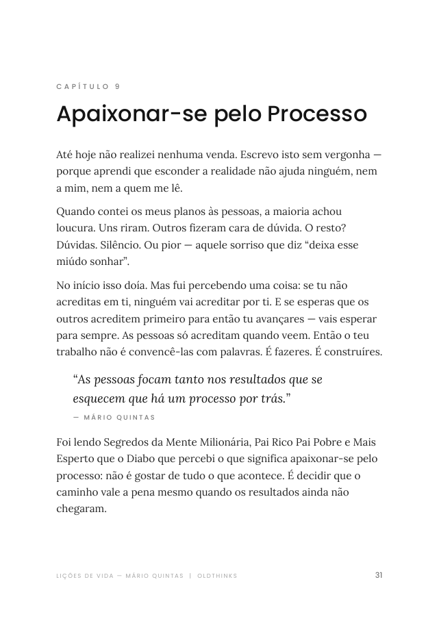 Página interior sobre o processo